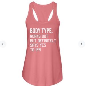 Funny Racerback Tank: Works Out & Likes IPA Beer